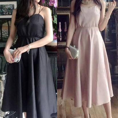 ワンピース ミモレ丈 レディース ドレス パーティー ノースリーブ エレガント 背中見せ セクシー ハイウエスト バックレス 大人