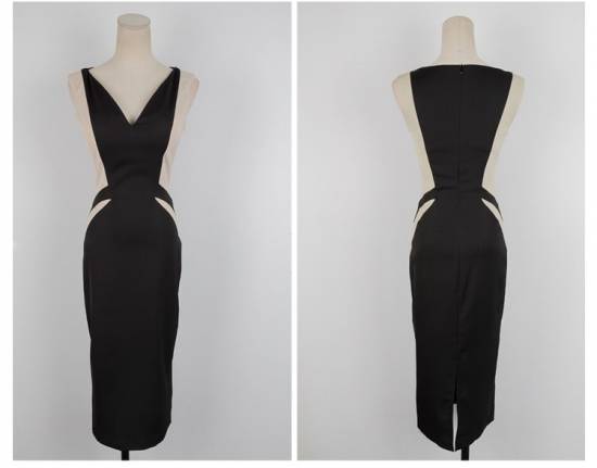 ワンピース ミモレ丈 レディース モノクロ バイカラー ドレス