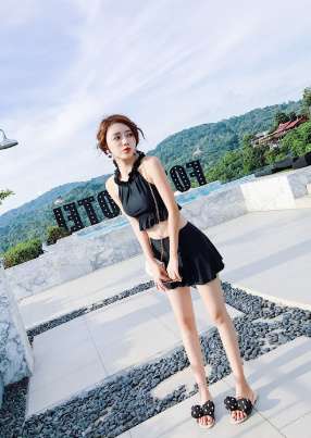 体型カバー 水着 ビキニ タンキニ 大きいサイズ レディース 2019年新作 ビーチウェア 40代 30代 20代 フレアスカート フリル セットアップ ホルターネック 無地 シンプル 着やせ カバーアップ 小胸 韓国 ママ水着 オシャレ XL 海 プール マリンスポーツ 海外リゾートの通販は 5,681円