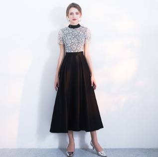 パーティードレス 春夏 結婚式 大きいサイズ 30代 ミモレ丈 半袖 袖