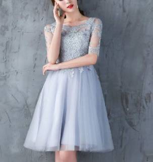 袖あり パーティードレス ワンピースドレス ワンピース ドレスワンピ お呼ばれドレス 結婚式 二次会 披露宴 お呼ばれ 謝恩会 女子会 同窓会 謝恩会 食事会 ゲスト 卒業パーティー 大きいサイズ ひざ丈 5分袖 Aライン フレア 編み上げ 刺繍 レース 透け感 シースルー チュール