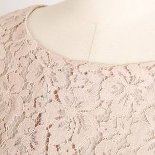 ワンピース フレア袖 総レース 半袖タイト 花柄レース トレンド