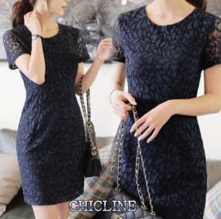 エレガントな総レースワンピース パーティ 結婚式 フェミニン シック 上品 タイト 結婚式二次会 お呼ばれ 2018年新作 婚活パーティー