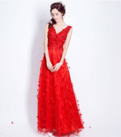 ロングドレス 赤 演奏会 パーティドレス お呼ばれ 謝恩会 大きいサイズ