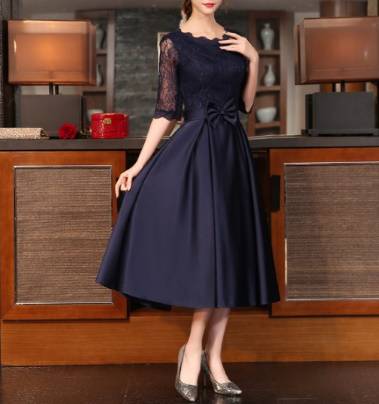 パーティードレス 春夏 結婚式 大きいサイズ 20代 ミモレ丈 半袖 袖