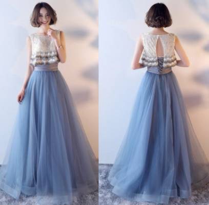 ロングドレス 演奏会 パーティードレス ワンピースドレス 春夏 結婚式 二次会 バイカラー 大きいサイズ ロング丈 マキシ丈 ノースリーブ 袖なし Aライン Xライン フレア ハイウエスト バックシャン 刺繍 花柄 レース フリル ラウンドネック 20代 30代 フェミニンの通販は 7,931円