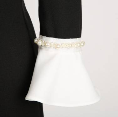 クラシカルワンピース パーティー パール付き フレア袖 モノトーン 切り替え フェミニン マーメイド フリル  キュート 大人可愛いの通販は