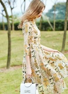 ロングドレス 袖あり パーティードレス ワンピースドレス 春夏 デート