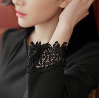 袖口レースワンピース 2ピース風 入学式 卒業式 謝恩会 フェミニン