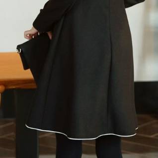 シンプル＆エレガントなワンピース シック モノトーン フェミニン パイピング Ａライン 縁取り 入学式 卒業式 謝恩会 通勤 結婚式二次会 シンプル＆エレガントなワンピース シック モノトーン フェミニン