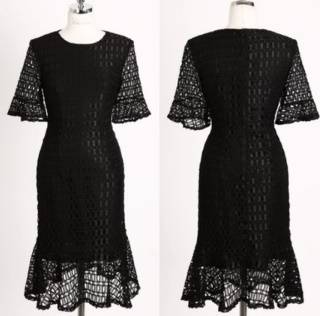 ミディ丈レースワンピースマーメイドライン シック エレガント フレア レース シースルー 上品 入学式 卒業式 結婚式二次会 お呼ばれ ミディ丈レースワンピースマーメイドライン シック エレガント フレア