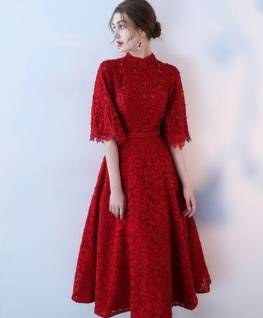 ロングドレス 赤 パーティードレス イブニングドレス 春夏 結婚式