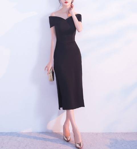 ロングドレス 黒 パーティードレス イブニングドレス 春夏 結婚式