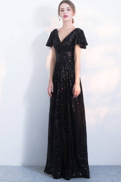 パーティードレス スパンコール ?ネック 半袖 結婚式 6色 マキシ丈 ロング タイト スリム 異素材ミックス 光沢 キラキラ感 パーティー パーティードレス スパンコール ?ネック 半袖 結婚式 6色 マキシ丈