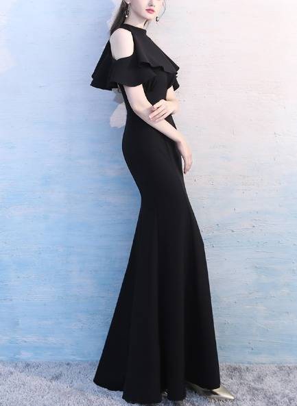 ロングドレス 黒 パーティードレス イブニングドレス 春夏 結婚式
