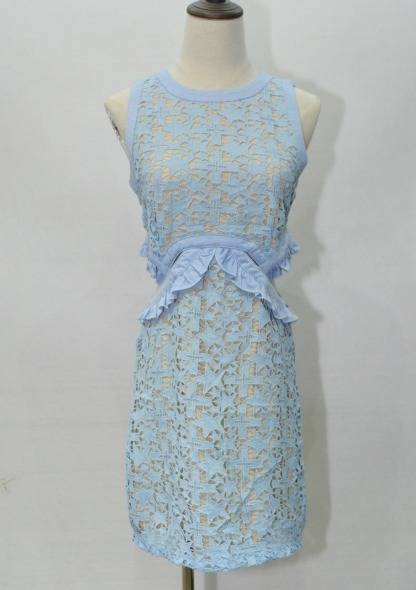 星柄パーティードレス 可愛い 総レース ノースリーブ 2色 スリム ミニ