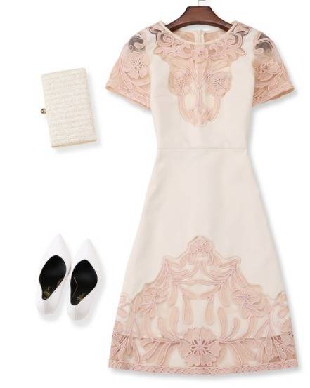 パーティードレス 刺繍 半袖 ミニ丈 ２色 Aライン 花柄 フレア エレガント パーティー 結婚式 二次会 お呼ばれ ワンピース フォーマル パーティードレス 刺繍 半袖 ミニ丈 2色 Aライン 花柄 フレア