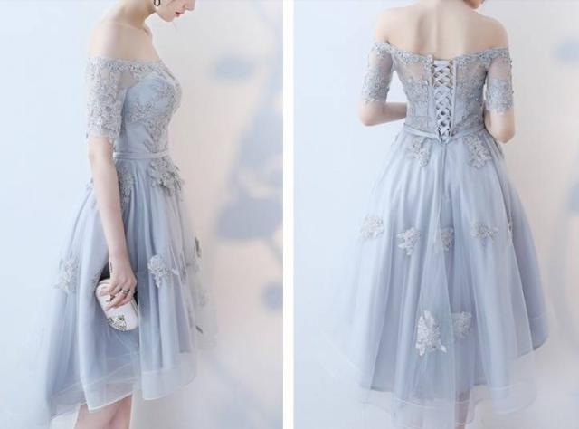 フィッシュテールドレス オフショル 半袖 パーティードレス クロス