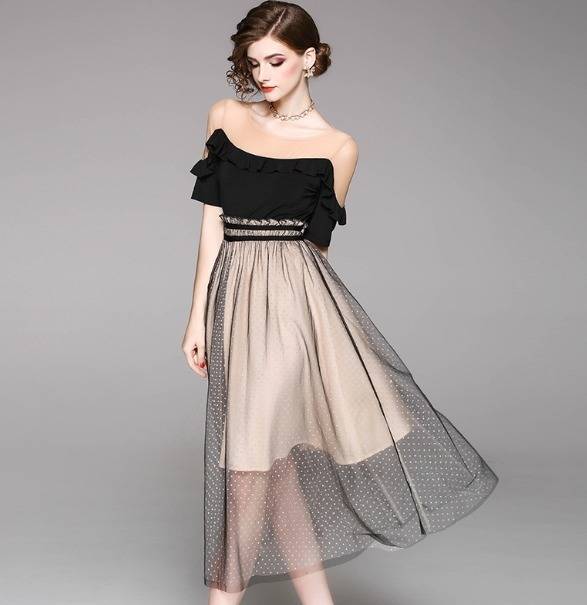 2019 パーティードレス ワンピース パーティー披露宴　結婚式 　丸首　ピンク サイズ選択可能168 : [CN 本舗] レディースワンピース 刺繍 花柄 シースルー