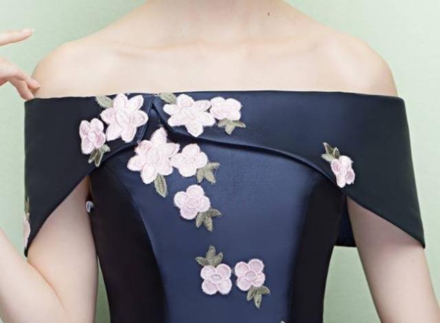 パーティードレス 可愛い 花柄 オフショルダー 4色 フレア Aライン