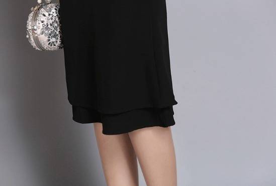 パーティードレス 花柄レース ハイネック ノースリーブ タイト フリル 膝下丈 スカラップ 無地 黒 フェミニン エレガント パーティー パーティードレス 花柄レース ハイネック ノースリーブ タイト フリル