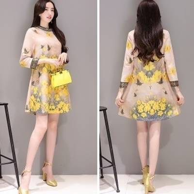 ワンピースドレス 襟飾り 袖飾り 刺繍 蝶 花柄 ハイネック 七分袖 ミニ丈 フレア フェミニン エレガント パーティー 結婚式 二次会 ワンピースドレス 襟飾り 袖飾り 刺繍 蝶 花柄 ハイネック 七分袖 ミニ