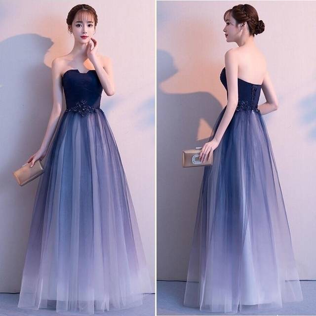 パーティードレス オフショルダー ベアトップ ロング マキシ丈 レース フレア Ａライン チュール グラデーションカラー フェミニン