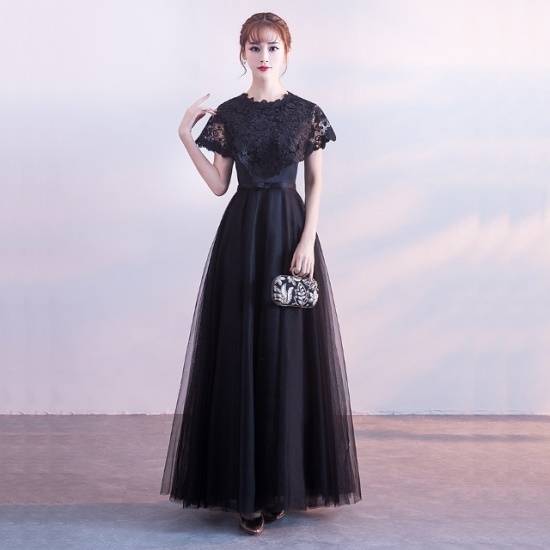 パーティードレス 花柄 シフォン レース 半袖 ウエストリボン ロング マキシ丈 フレア Ａライン 無地 フェミニン エレガント