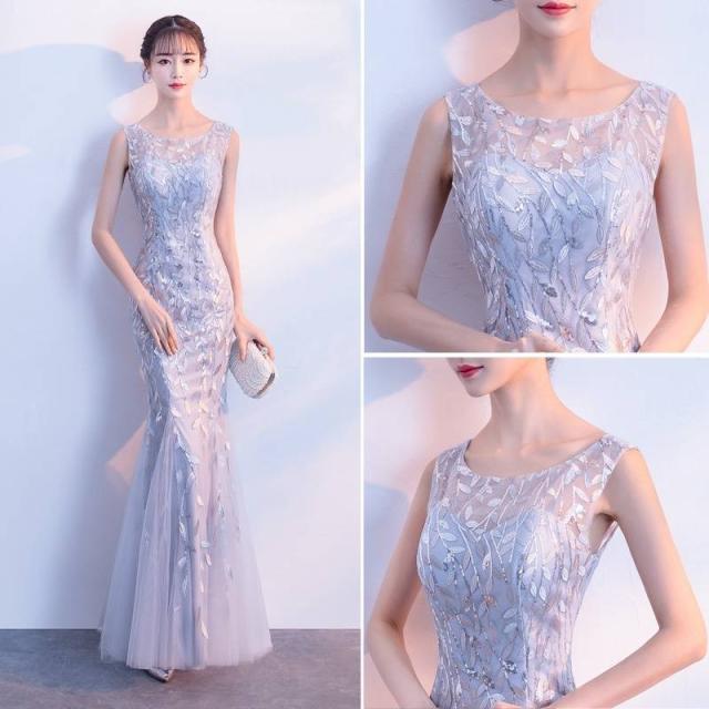 パーティードレス 花柄 ノースリーブ Ｕネック ロング マキシ丈 マーメイド タイト フェミニン エレガント パーティー 女子会 結婚式