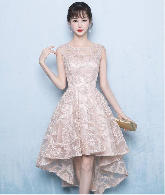 パーティードレス レース 花柄 ノースリーブ フィッシュテール ボート