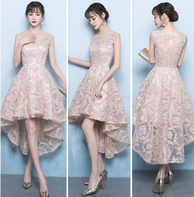 パーティードレス レース 花柄 ノースリーブ フィッシュテール ボートネック Ｕネック ミニ丈 フレア Ａライン 上品 フェミニン パーティードレス レース 花柄 ノースリーブ フィッシュテール ボート