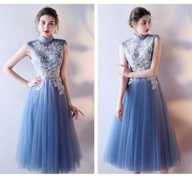 ロングドレス 演奏会 パーティードレス イブニングドレス 春夏 結婚式 二次会 披露宴 ブルー 大きいサイズ ロング丈 ミモレ丈 ノースリーブ 半袖 袖あり Aライン Xライン フレア 刺繍 レース 花柄 シフォン Vネック 立ち襟 20代 30代 大人かわいい ロングドレス 演奏会 パーティードレス イブニングドレス 春夏 結婚式