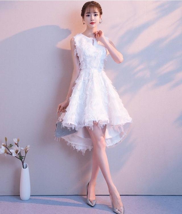 パーティードレス ノースリーブ 2色 フリンジ フェザー風 ミニ丈