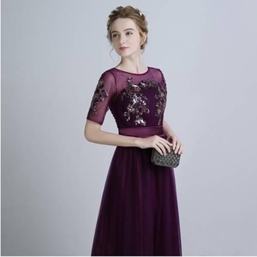 パーティードレス 花柄 スパンコール 半袖 ロング丈 マキシ丈 フレア Ａライン ２色 大人 フェミニン エレガント パーティー 女子会 パーティードレス 花柄 スパンコール 半袖 ロング丈 マキシ丈 フレア