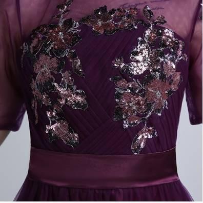 パーティードレス 花柄 スパンコール 半袖 ロング丈 マキシ丈 フレア