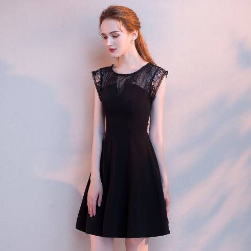 パーティードレス レース 花柄 ノースリーブ ラウンドネック ミニ丈 ショート フレア Ａライン 可愛い フェミニン パーティー 女子会