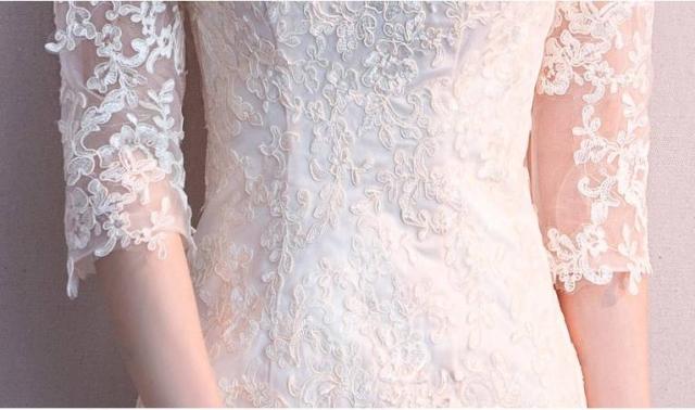 パーティードレス レース 花柄 七分袖 Ｕネック 透け感 マーメイド ロング マキシ丈 スリム エレガント パーティー 女子会 結婚式 パーティードレス レース 花柄 七分袖 Uネック 透け感 マーメイド