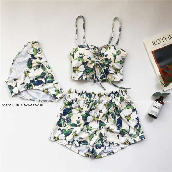 水着 体型カバー 大きいサイズ 3点セット ビスチェ ビキニ レディース