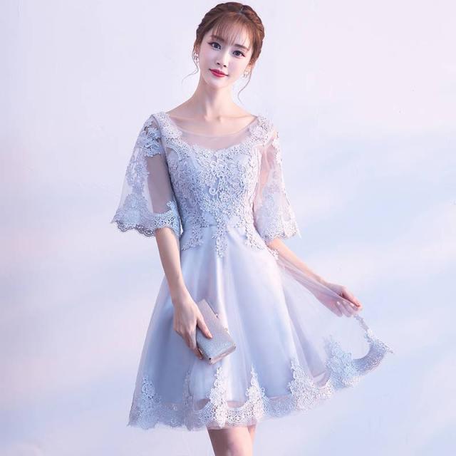 フレアワンピース ミニ丈 シースルー レース 上品 清楚 レディース 2018年新作 定番 人気 およばれ 結婚式 二次会 演奏会 観劇 謝恩会