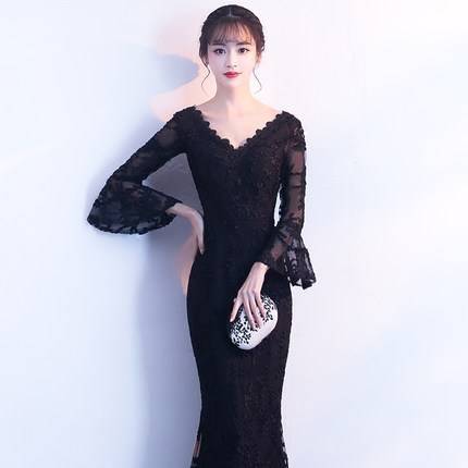 ロングドレス 黒 スレンダーライン 袖あり 演奏会 パーティードレス お呼ばれ 謝恩会 大きいサイズ ゆったり大きいサイズ ロング丈 長袖 の通販はau Pay マーケット Me Too