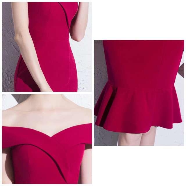 スレンダーライン 赤 パーティードレス タイトドレス お呼ばれドレス