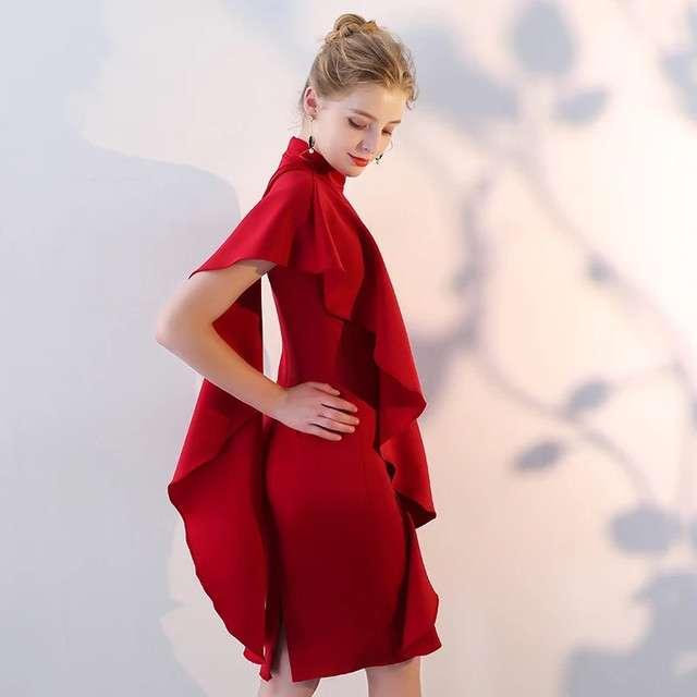 パーティドレス 春夏 二次会 大きいサイズ 30代 ひざ丈 半袖