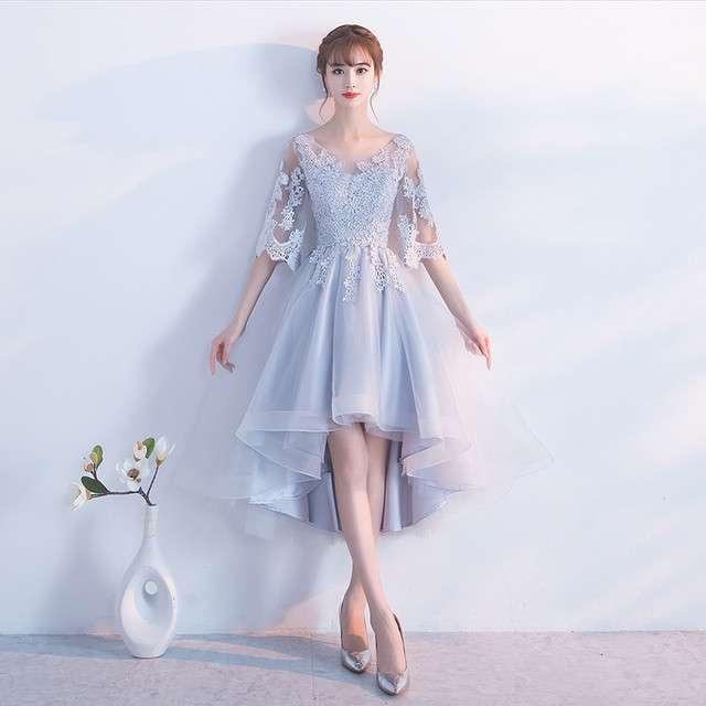 パーティドレス 結婚式 春夏 大きいサイズ 30代 ミニ丈 半袖 袖あり ラウンドネック 花柄 刺繍 Xライン フィッシュテール