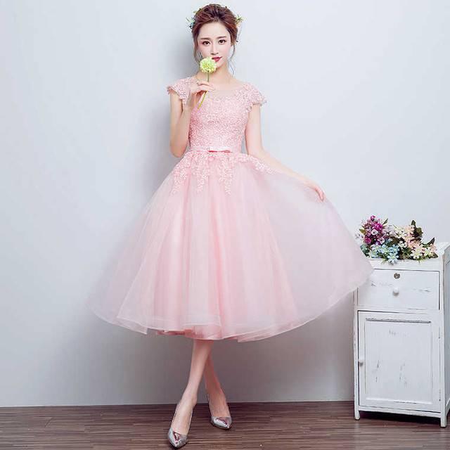 袖あり パーティードレス ドレスワンピ ワンピースドレス お呼ばれドレス イブニングドレス 結婚式 二次会 披露宴 お呼ばれ 同窓会 食事会 卒業パーティー ピンク 大きいサイズ ミモレ丈 半袖 Aライン フレア チュール シースルー 透け感 刺繍 花刺繍 20代 30代ラウンドネック