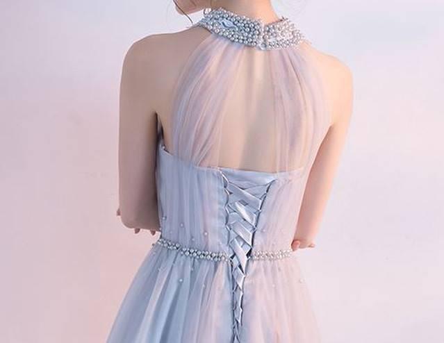 グレー レースアップ チュチュドレス シフォン 編み込み 綺麗 おしゃれ