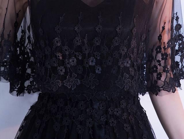 刺繍 レース ブラック ノースリーブ ショール ロング ワンピース パーティードレス 個性的 セクシー 綺麗 おしゃれ 可愛い 上品 清楚 刺繍 レース ブラック ノースリーブ ショール ロング ワンピース