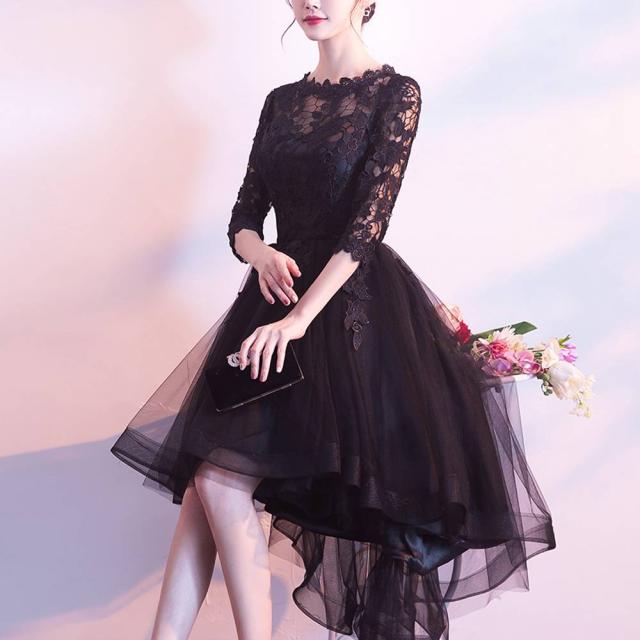 パーティードレス 長袖ワンピース 結婚式 フィッシュテール 大人 花柄 フレア Uネック 長袖 ロング レース レディース 2018年新作 定番 パーティードレス 長袖ワンピース 結婚式 フィッシュテール 大人 花柄