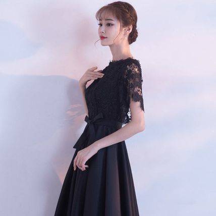 パーティードレス 結婚式 花 モチーフ レース インポート 袖あり 花柄