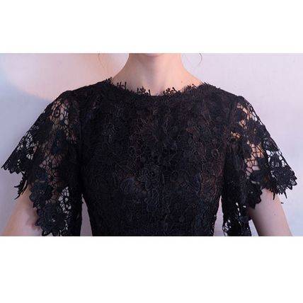 パーティードレス 結婚式 花 モチーフ レース インポート 袖あり 花柄