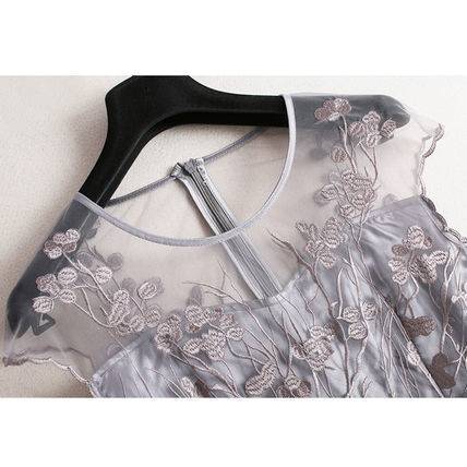 花柄刺繍レース パーティードレス ワンピース 結婚式 大人 上品 クルーネック 花柄 ノースリーブ ロング ミモレ丈 レディース 花柄刺繍レース パーティードレス ワンピース 結婚式 大人 上品 クルー